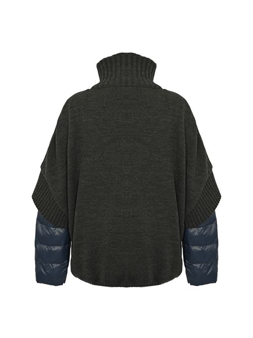 Giacca Adele in suede e nylon blu grigio LEATHER AUTHORITY | ADELE KNIT727